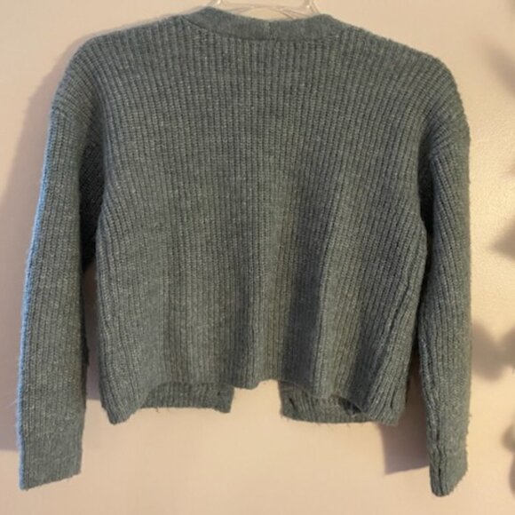 Old Navy Wool Blend Cardigan Youth Girls L 10-12 Green V-Neck Button Front - Picture 3 of 4